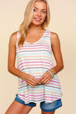 Haptics Round Neck Striped Knit Tank