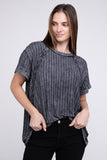 Ribbed Raglan Boat-Neck Top