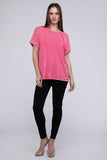 Ribbed Raglan Boat-Neck Top