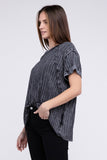 Ribbed Raglan Boat-Neck Top