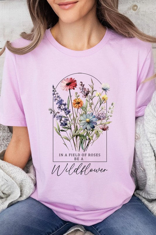 Roses Wildflower Floral Meadow Graphic T Shirts
