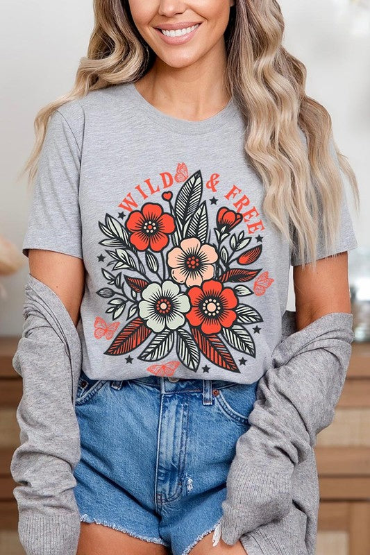 Wild Free Flowers Graphic T Shirts