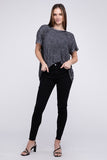 Ribbed Raglan Boat-Neck Top