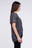 Ribbed Raglan Boat-Neck Top