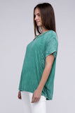Ribbed Raglan Boat-Neck Top