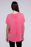 Ribbed Raglan Boat-Neck Top