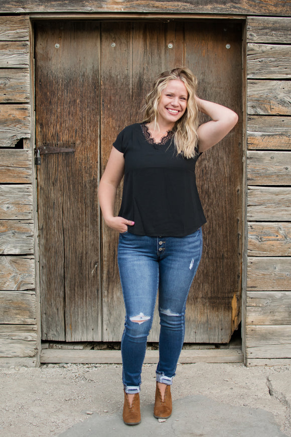 V-Neck Lace Blouse