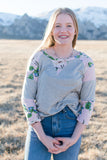Floral Color Block Sleeve Tunic