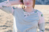 Floral Color Block Sleeve Tunic