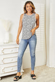 Double Take Printed Round Neck Tank Top